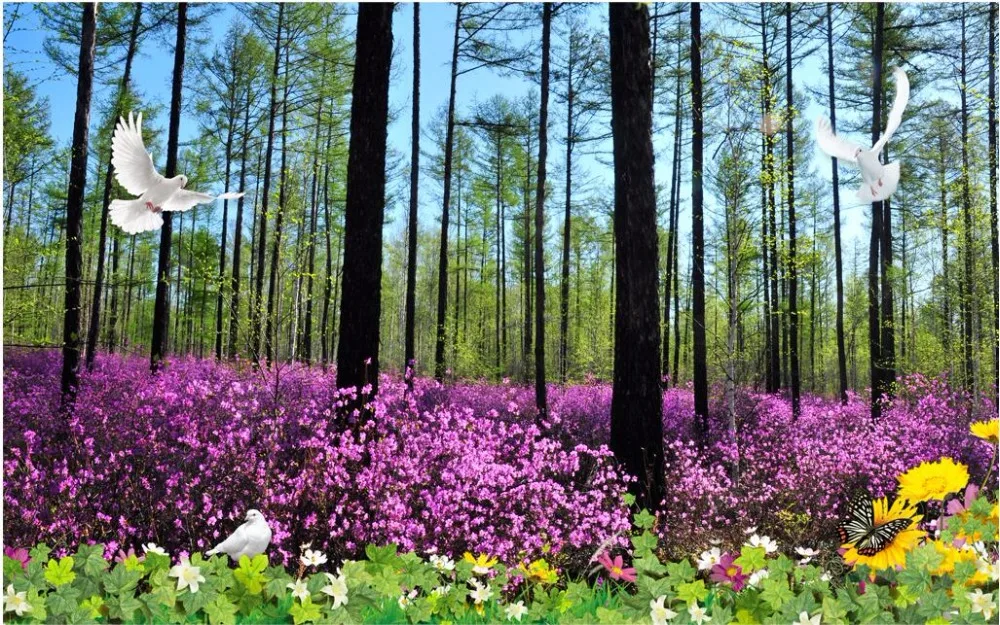 Us 13 95 50 Off Custom Mural Foto 3d Ruang Tamu Wallpaper Hutan Bunga Dekorasi Rumah Lukisan Gambar 3d Mural Dinding Wallpaper Dinding 3 D In