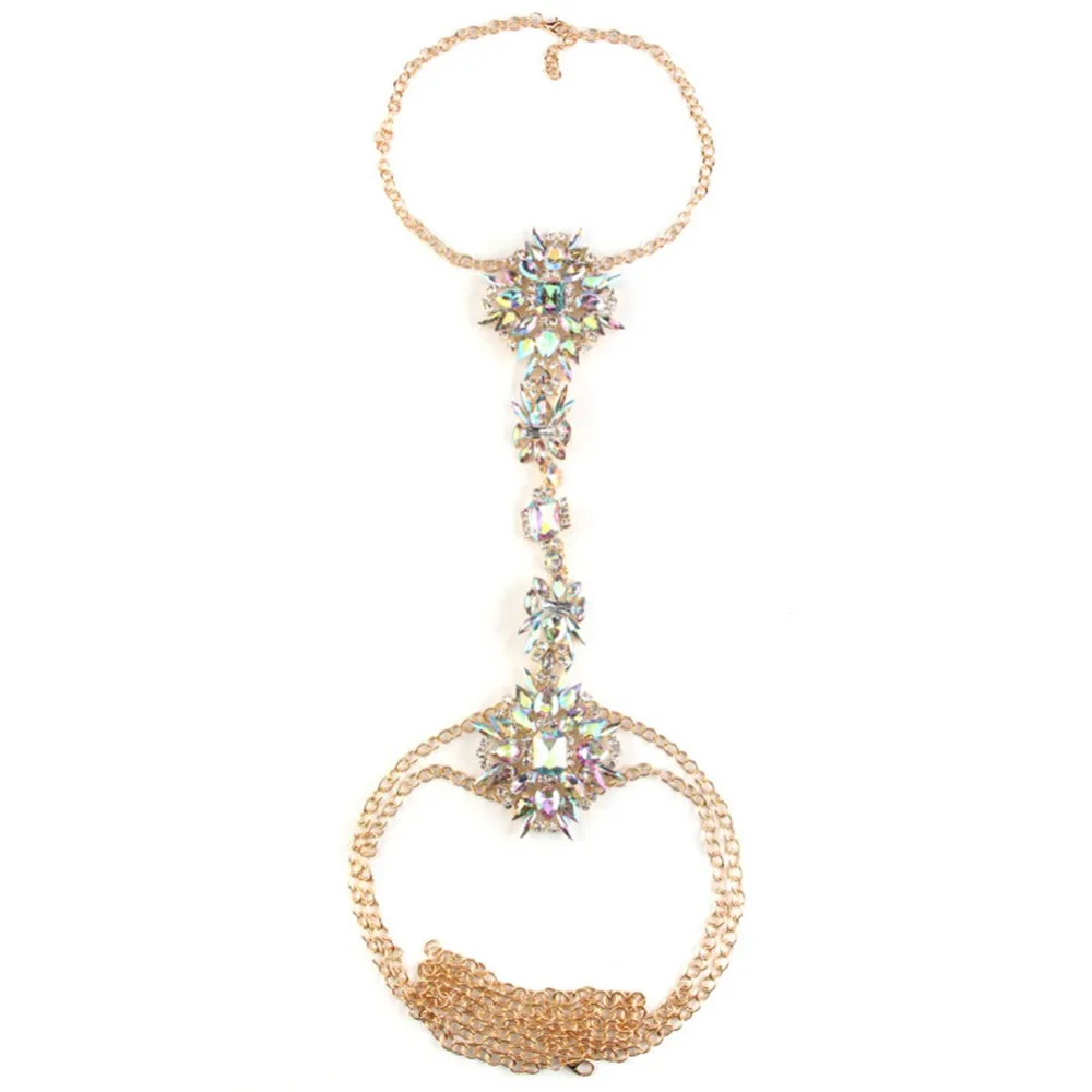 Сексуальная мода дизайн Роскошная кристальная цепь на тело Макси Талия цепь ювелирные изделия для женщин эффектное ожерелье; украшения для тела