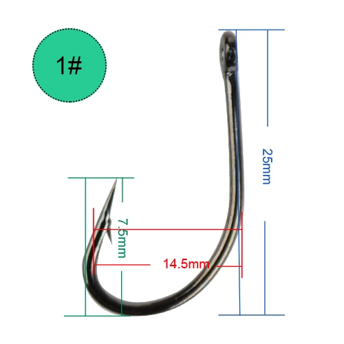 FISH KING 10-50 шт./лот из высокоуглеродистой стали матовый черный Европейский крючок для ловли карпа 1 2 4 6 8 10# колючий одиночный карп рыболовные крючки пресноводные - Цвет: size 1