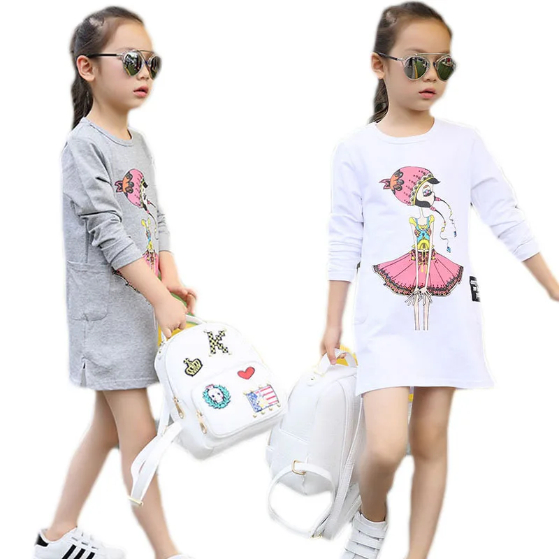 

kids dresses for girls white beautiful girl cartoon shirt girls bottoming shirt cotton stretch long-sleeved T-shirt girl clothes
