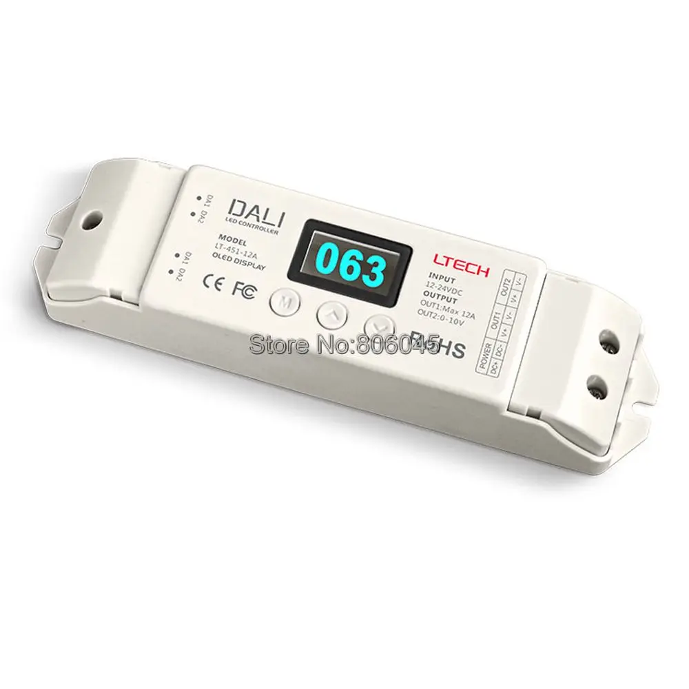

LTECH Constant Voltage PMW DALI Dimming Driver LT-451-12A DC12-24V Input 12A*1CH +0-10V *1CH Output 0-144W .... 288W