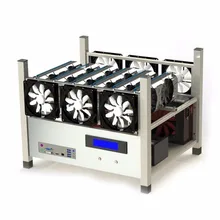 Совместимый с 6 GPU Открытый Чехол для добычи воздуха для компьютера ETH Miner Frame Rig с 6 вентиляторами и системой контроля температуры хорошее тепловыделение