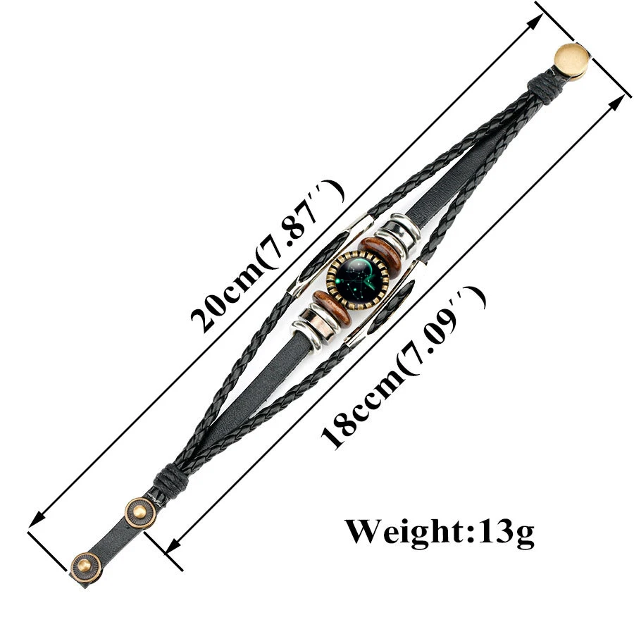 Новые 12 созвездий кожаные браслеты для мужчин и женщин Знак зодиака оснастки талисманы камни бусины браслет ювелирные изделия