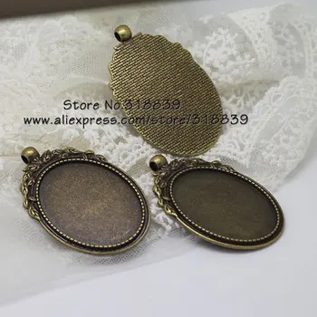 

(8 pieces/lot) Antique Bronze Alloy Cameo 30*40mm Oval Pendant Blanks Setting Cabochon Pendant Settings 7716