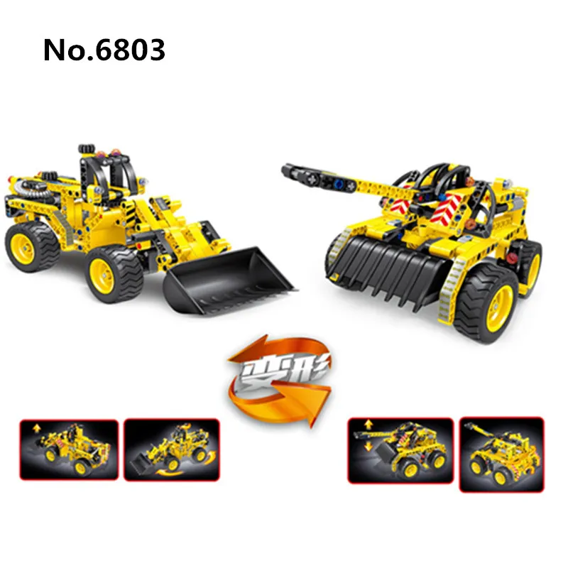 

6803 261pcs 2in1 City Military Construction Technic Backhoe Loader Tank Building Block Bricks Educational Toys For Boys Adults