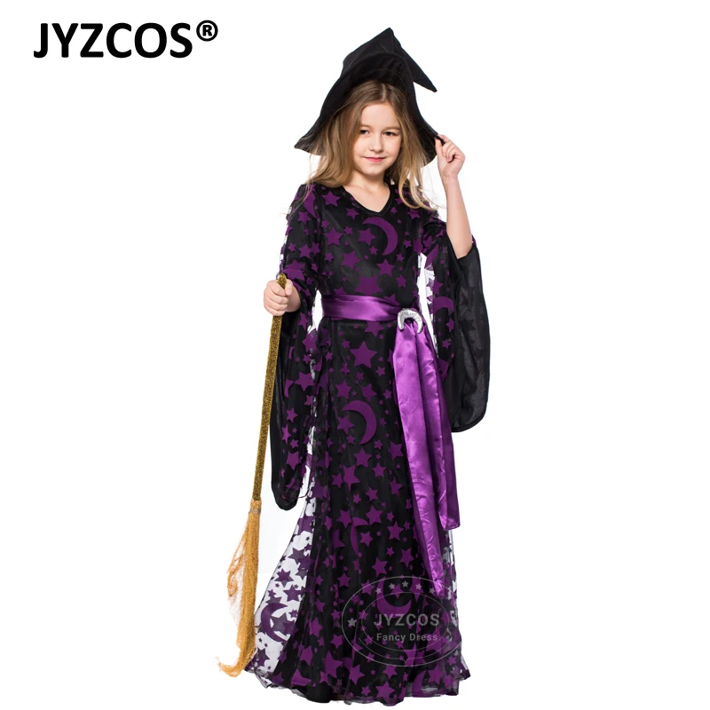 JYZCOS Kids Witch Costume Baby Girls Halloween Party Costumes Purple Witch Fancy Dress Carnival Cosplay Costume JYZCOS Kids Witch Costume Baby Girls Halloween Party Costumes Purple Witch Fancy Dress Carnival Cosplay Costume