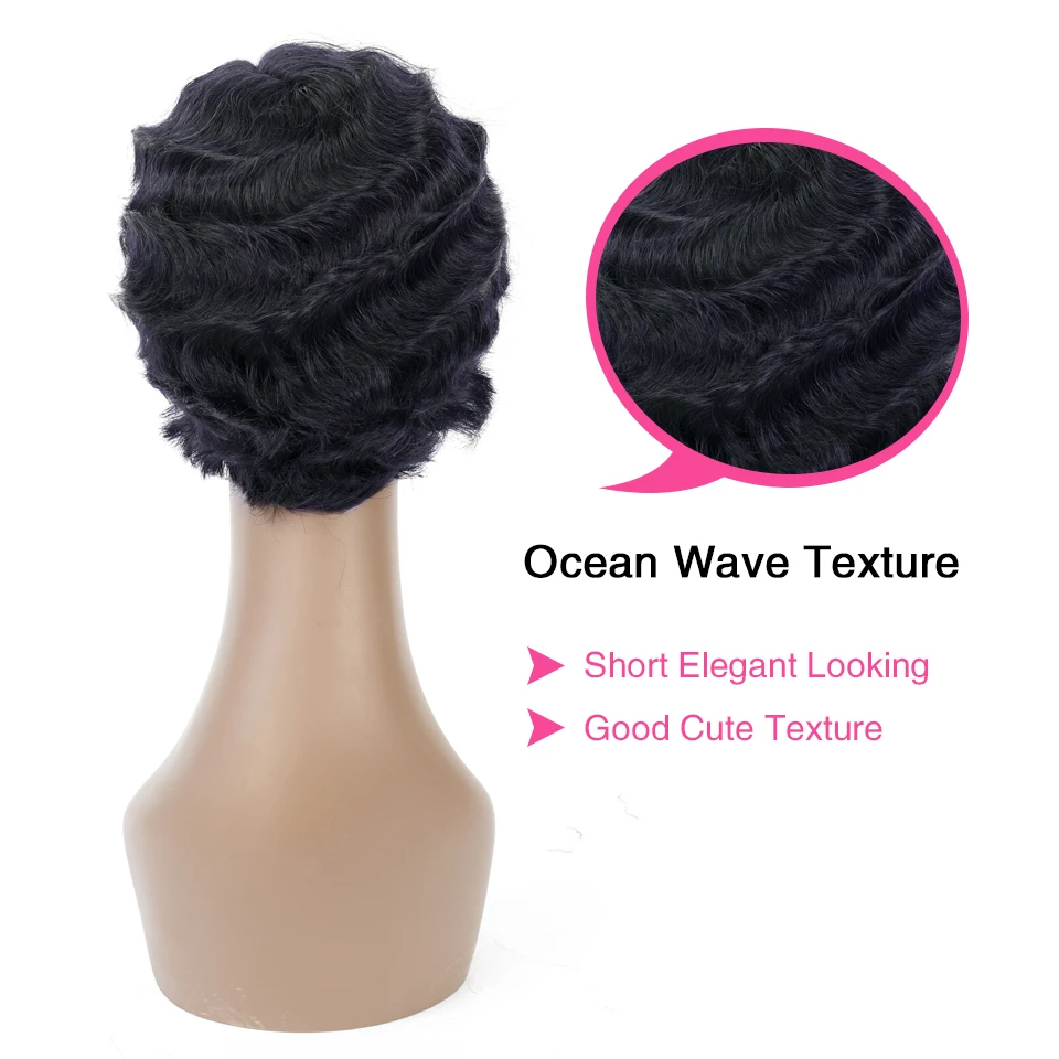 Sophie's Short Lace Human Hair Wigs For Women Malaysian Ocean Wave Non-Remy Human Hair Wigs For Black Women Free Shipping