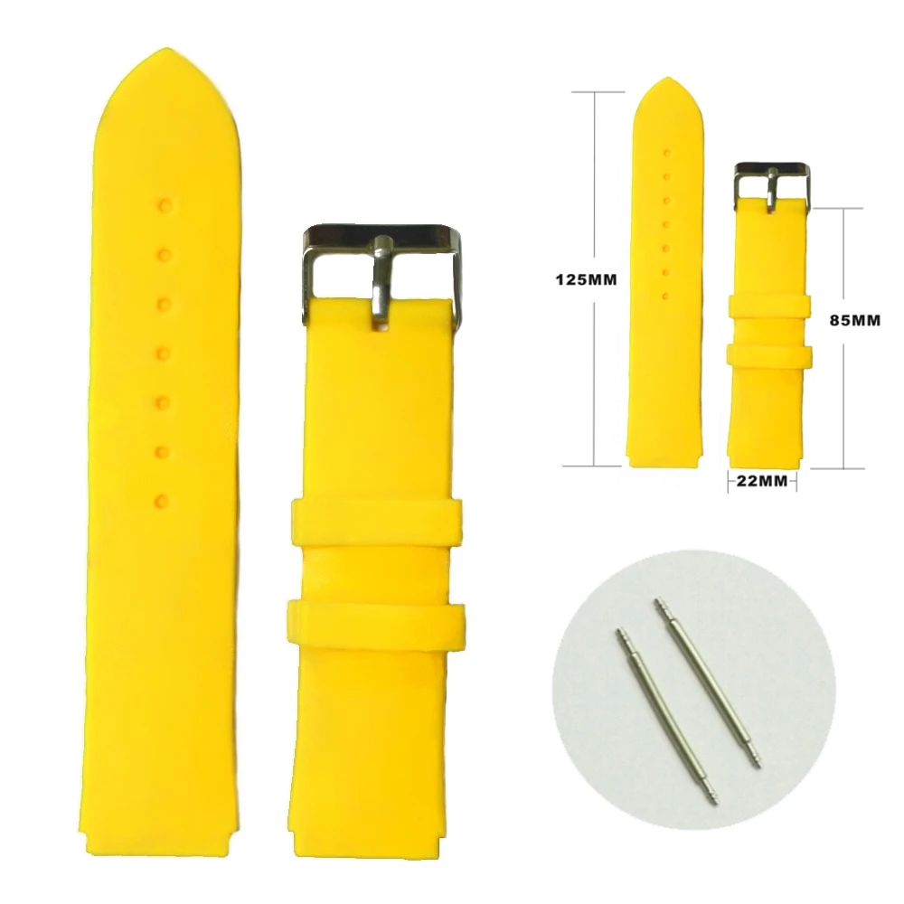 22mm Banana Yellow Silicone Jelly Rubber Unisex Watch Band Straps