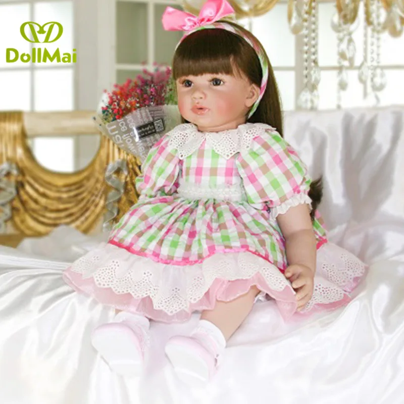 

60cm Silicone Reborn Babies Dolls Toy Like Real Vinyl Princess Girl Toddler reborn Doll Child Christmas Gifts baby alive doll