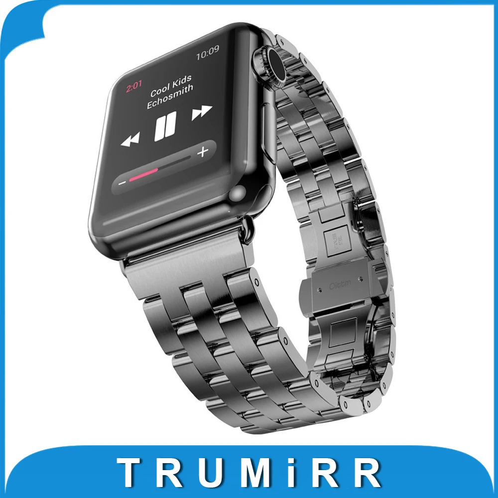 Prix pour Bracelet En Acier inoxydable pour iWatch Apple Watch/Sport/édition 38mm 42mm Poignet de Courroie De Bande Bracelet avec adaptateur Noir argent Prix pour Bracelet En Acier inoxydable pour iWatch Apple Watch/Sport/édition 38mm 42mm Poignet de Courroie De Bande Bracelet avec adaptateur Noir argent