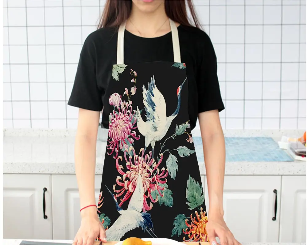 Для домашнего использования экологичный принт японский дизайн хорошо сшитый многоцветный чистящий без рукавов с завязками на спине Льняной Фартук для женщин
