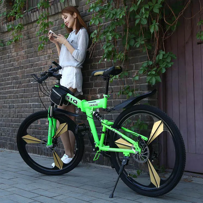 26 дюймов горный велосипед 21 скорость складной горный велосипед двойной дисковый тормоз велосипед складной горный велосипед подходит для взрослых