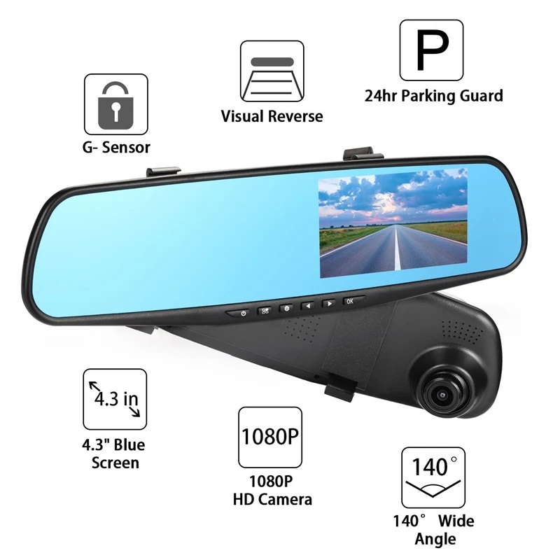 Full Hd 1080p Dual Lens Mirror Car Camera Rearview Auto Dvrs Cars Dvr Night Vision Parking Video Recorder Registrator Dash Cam
