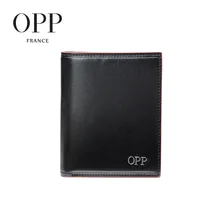 OPP Men’s Leather Wallet Short Male Wallet Layer Cross Section Card Package Bag Short Paragraph Wallet.