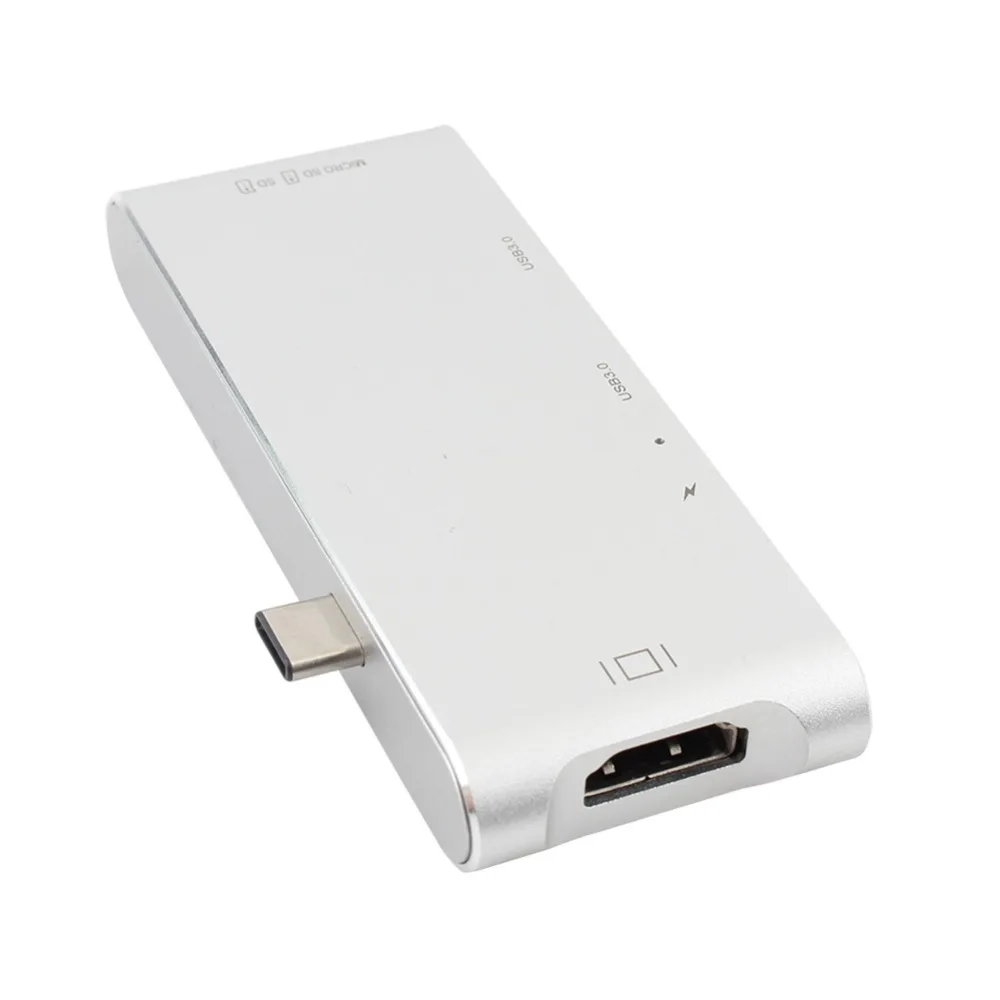 

6-in-1 USB Type C Hub To HDMI Adapter Dock Dongle USB C Hub 3.0 Adapter With SD Slot For MacBook Pro
