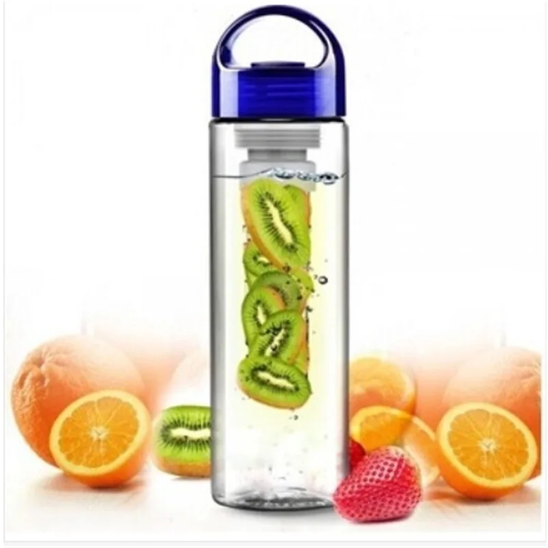 HOT 700ML Blue cap Fruit Infusing Infuser Water Bottle with box Lemon