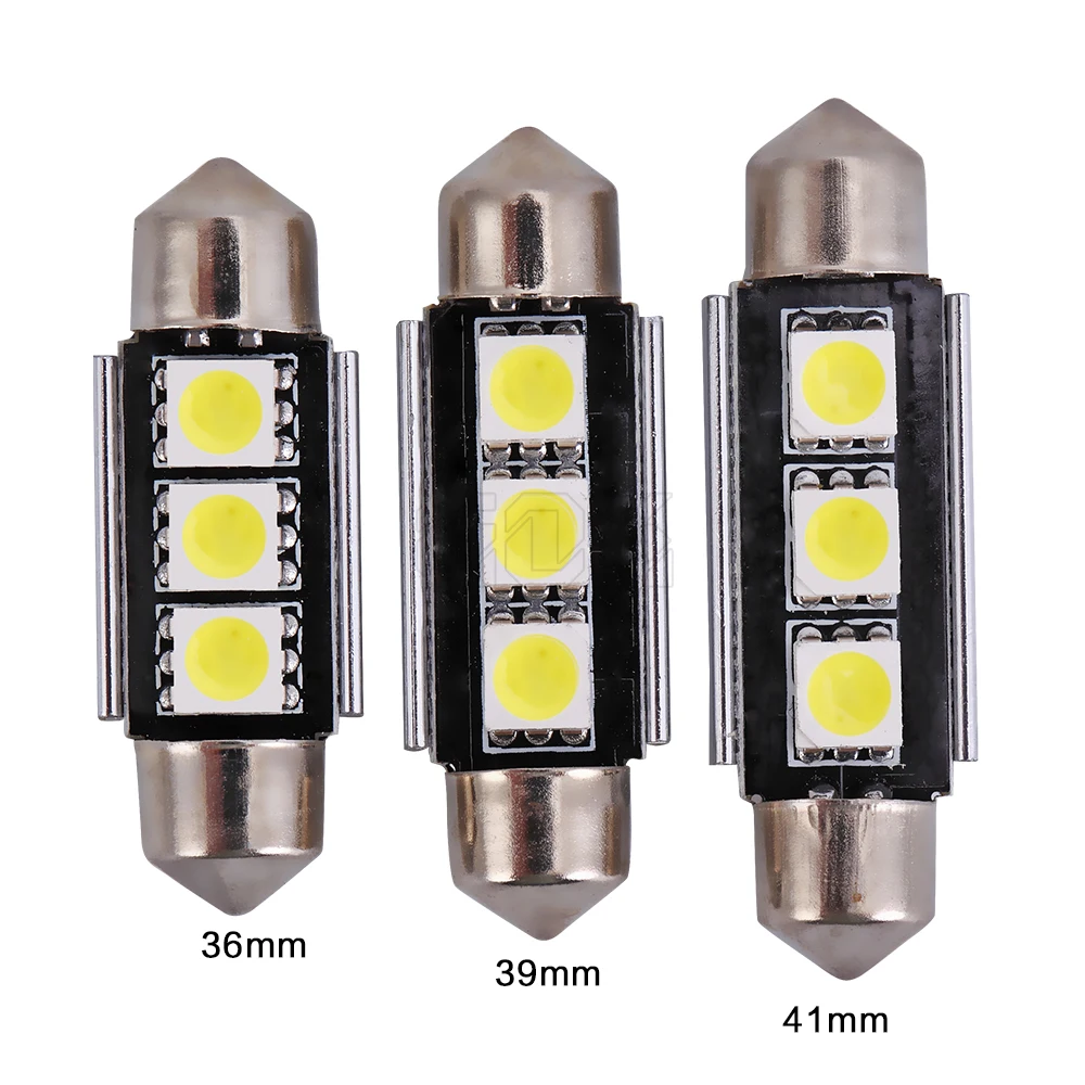 Суперъяркая гирлянда 100 шт./лот 36 мм 39 41 Canbus 5050SMD c5w 3 светодиода Автомобильная