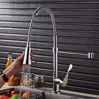 

Kitchen Faucet Brushed Nickel Brass Pull Out Spring Kitchen Sink Faucet Torneira De Cozinha Mixer Tap Rubinetto Cucina N22-136