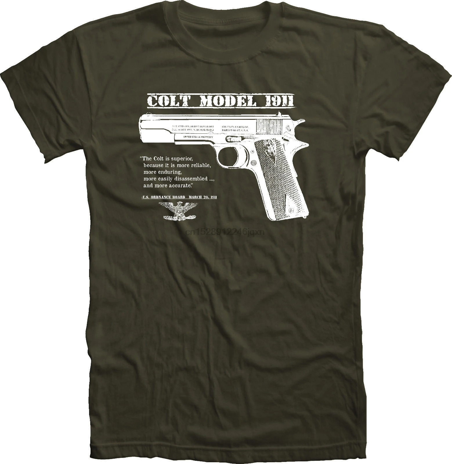 

2019 Original US Army Colt 45 1911 Pistol WWII WWI T Shirt trigger safety grips