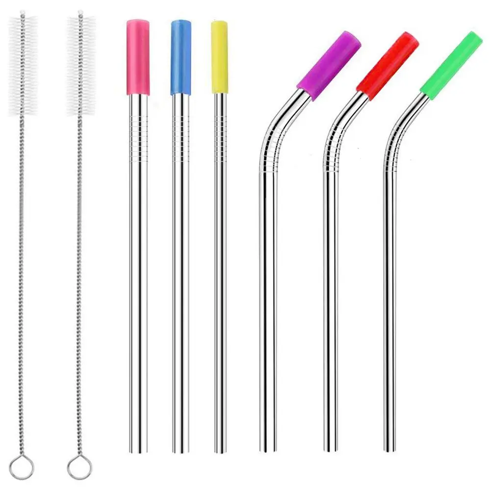 

Stainless Steel Straws, 10.5 inches Reusable Drinking Straws for Tumblers, Variety of Widths 3 Straight + 3 Bent + 6 Removable