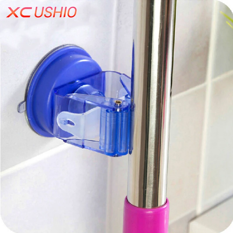 3pcs/set Round Traceless Sucker Hook Mop Holder Wall Mounted Kitchen Bathroom Suction Cup Rag/Broom/Mop Rack Storage Holder