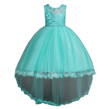 

Children's clothing girls dress summer girls princess white lace long tail wedding kids dresses for girls free shipping