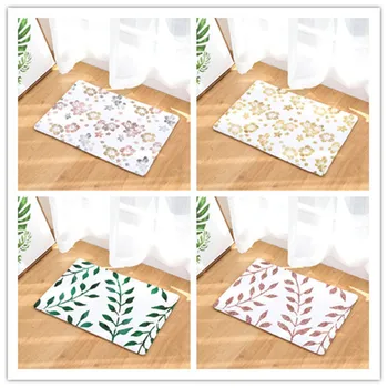 

Plant series Printing Flannel Mats Bathroom Living Room Carpets Colorful Mat for Hallway Anti-Slip Tapete