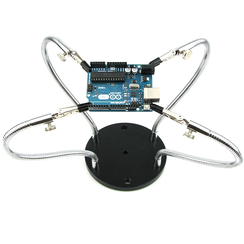 

Stable Metal Base Helping Hands Soldering Tool Third Pana Hand PCB Circuit Board Holder 4 Metal Flexible Arm Alligator Clip