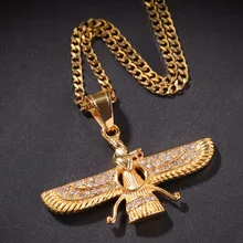Мужская подвеска в стиле хип-хоп, Iran Faravahar Ahura Mazda, винтажное религиозное ожерелье Zoroastrian, Очаровательное ожерелье в стиле хип-хоп, ювелирные изделия