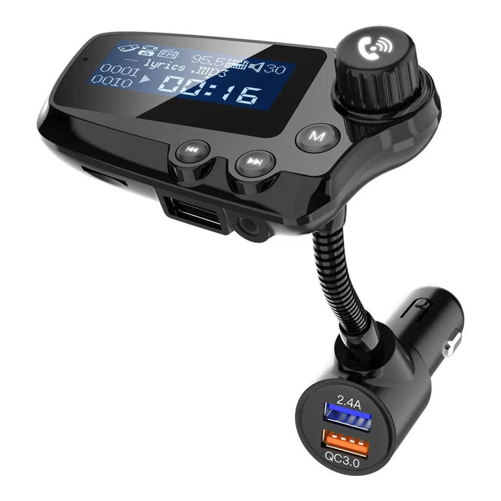 Автомобильный Bluetooth fm-передатчик FM3 автомобильный аудио плеер двойной USB зарядное устройство AUX аудио вход TF карта Bluetooth передатчик - Название цвета: Черный