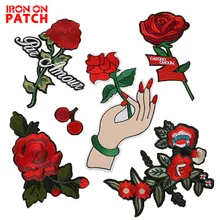 Розовые цветы нашивки вышитые железные на нашивках для одежды DIY мотив полосы наклейки для одежды Индивидуальные нашивки аксессуары