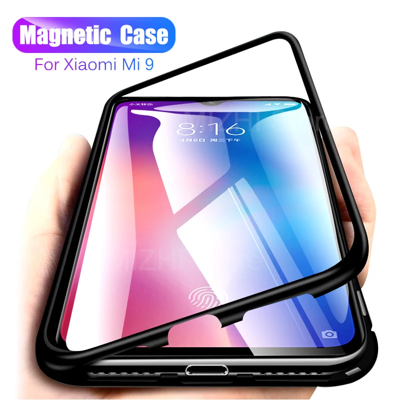 

magnetic flip case for xiaomi mi9 case on xiaomi mi 9 8 lite mi8 light back cover metal frame protective coque funda Xaiomi my9