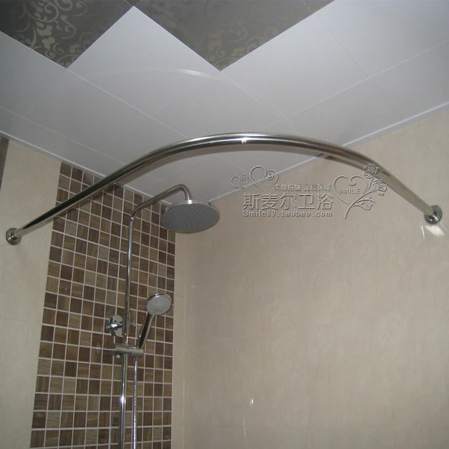 L Type Stainless Steel Curved Bathroom Shower Rod U Bath Corner L Type Stainless Steel Curved Bathroom Shower Rod U Bath Corner Sized