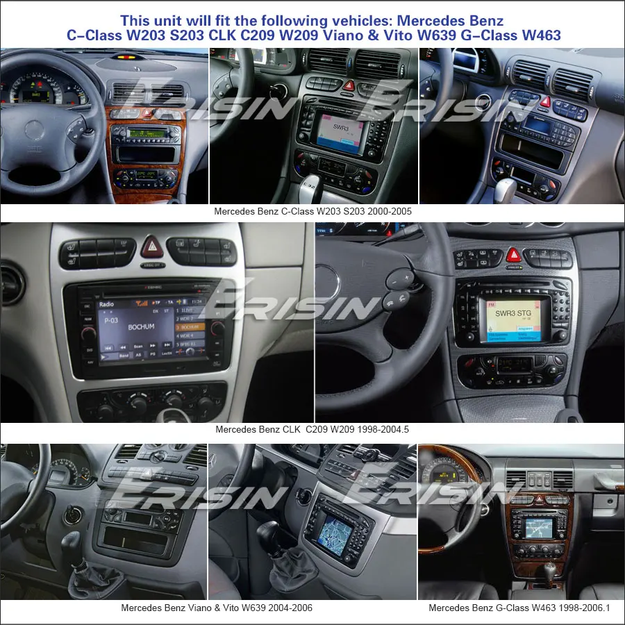 Excellent 7" Android 9.0 OS Car DVD Multimedia GPS Radio for Mercedes-Benz C-Class W203 S203 2000-2005 & CLK-Class C209 W209 1998-2004.5 4