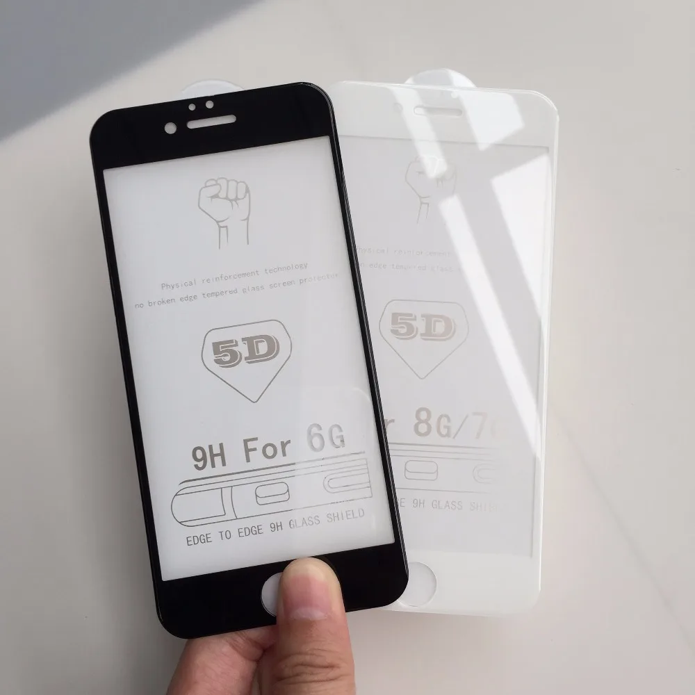 

SZYSGSD 5D Tempered Glass for iPhone 8 8 Plus 6 6s Full Curved Coverage Tempered Protector Film for iPhone XR XS Front Glass 5D