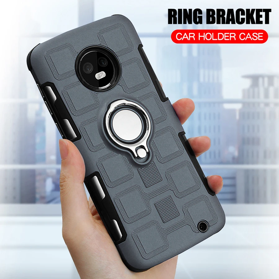 

For Motorola Moto G6 Back Cover Silicon Hard Case For Moto G6 G6 Plus Ring Holder Armor Shockproof Case For Moto G6 Plus Fundas