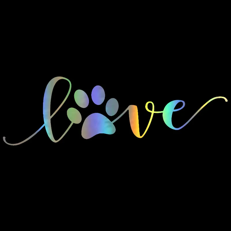 Car Sticker Vinyl 15.2CM4.68CM Love Dog Footprints Automobile Reflective Sticker Decals Car Styling BlackSilverLaser (4)