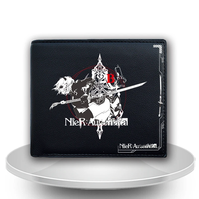 

New NieR:Automata Men Wallets Black PU Leather Purse Anime Game Billfold Gift