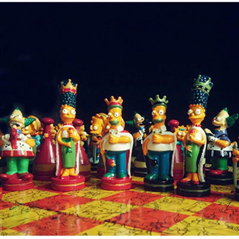 Красочный Симпсон высокого качества Шахматный набор для детей Лучший подарок на день рождения