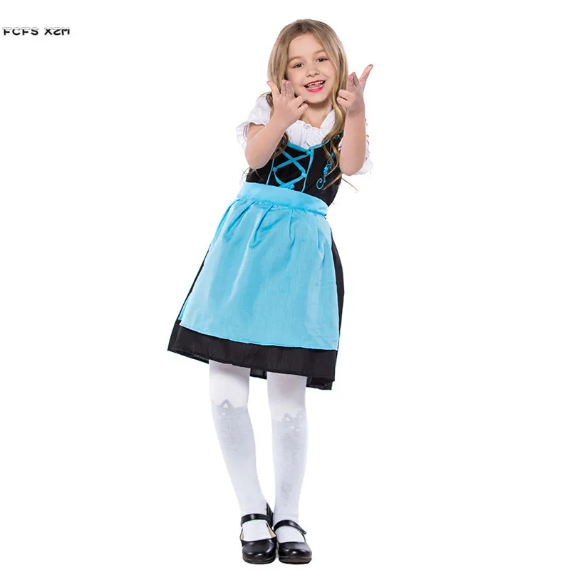 S-XL Kids Halloween Alice Costumes For Girls Oktoberfest Maid Cosplays Children's day Carnival Purim Festival parade party dress |