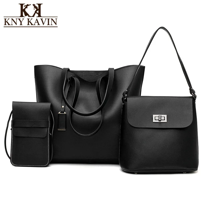 

KNY KAVIN 2018 Fashion Women Shoulder Bags Set Luxury Leather Handbags Women Bag Designer High Quality Totes Women Mujer Bolsas