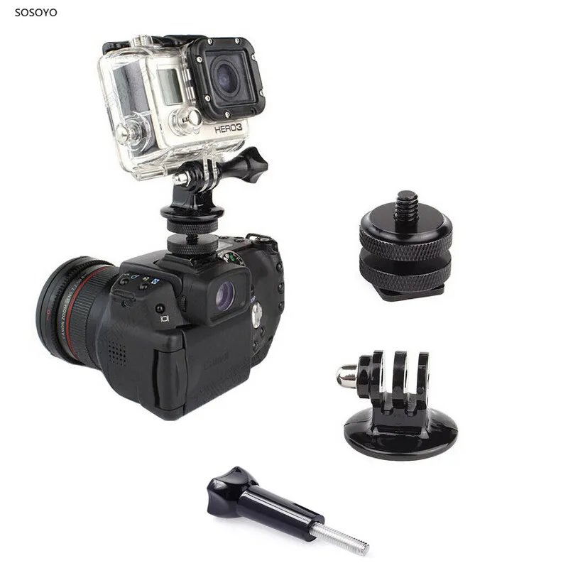 1/4 " Hot Shoe Holder Tripod Monopod Mount Adapter With Screw Adapters Set For Gopro Hero 3 3+ 4 5 6 7 Sports Camera Accessories
