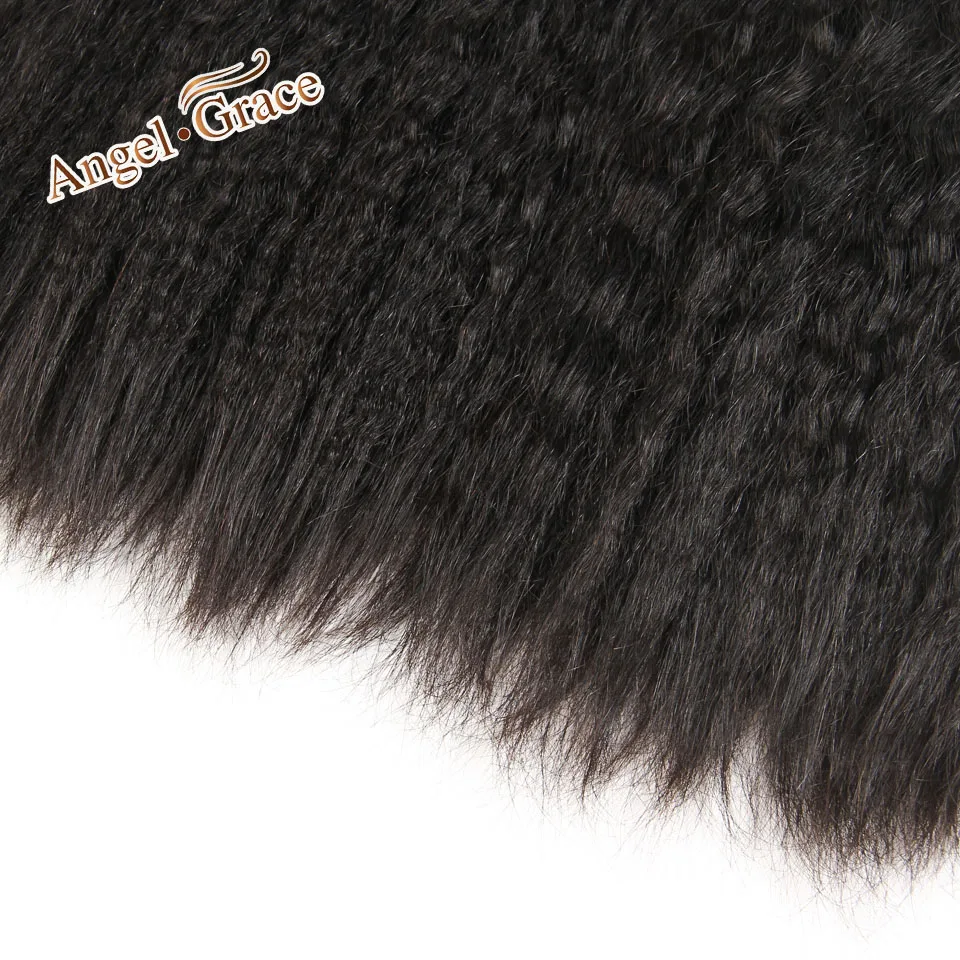 Angel Grace Hair Kinky прямые волосы бразильские волосы переплетение пучков 4 шт. 100 г грубая яки Remy человеческие волосы Tissage chevex humaster