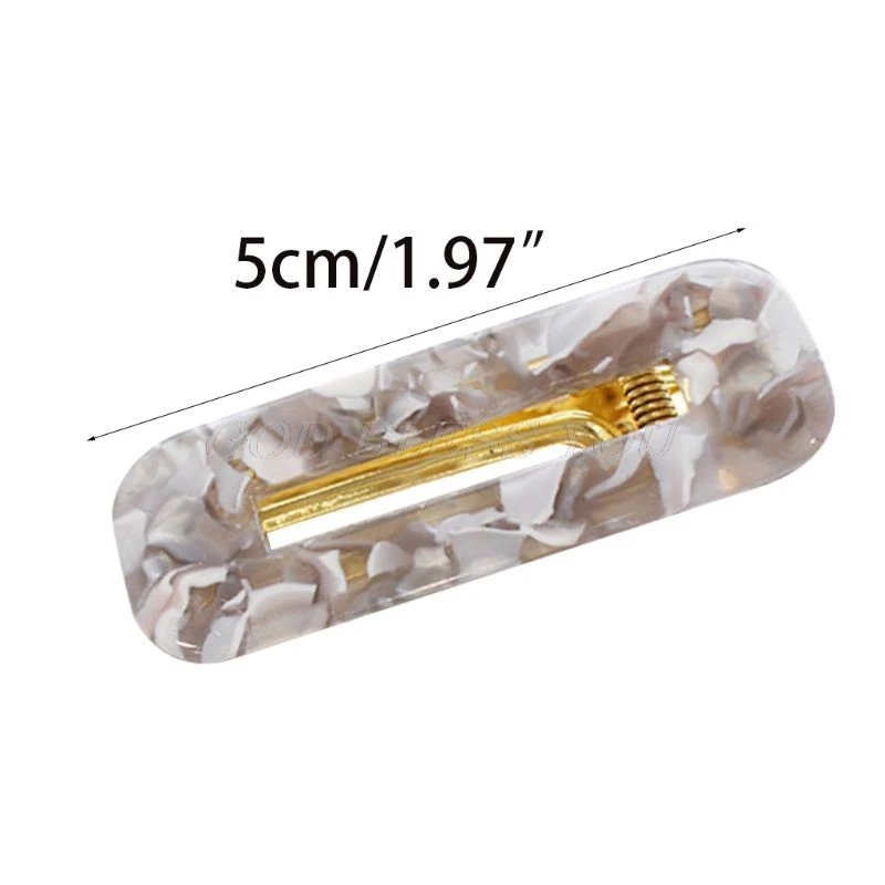 Women Girls Japanese Style Side Hair Clip Hollow Geometric Water Drop Shape Duckbill Hairgrips Colored Marble Textured Printed