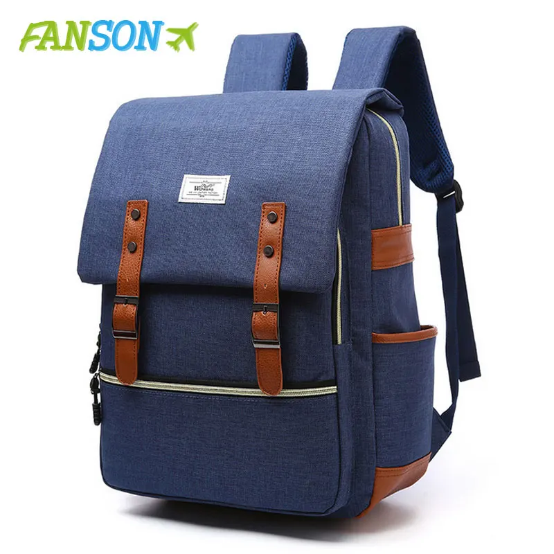 FANSON винтажные мужские и женские холщовые рюкзаки школьные сумки для подростков