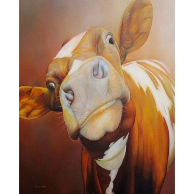 

Twisted head cattle Animal DIY Digital Painting By Numbers Modern Wall Art Canvas Painting Gift for children Home Decor 40x50