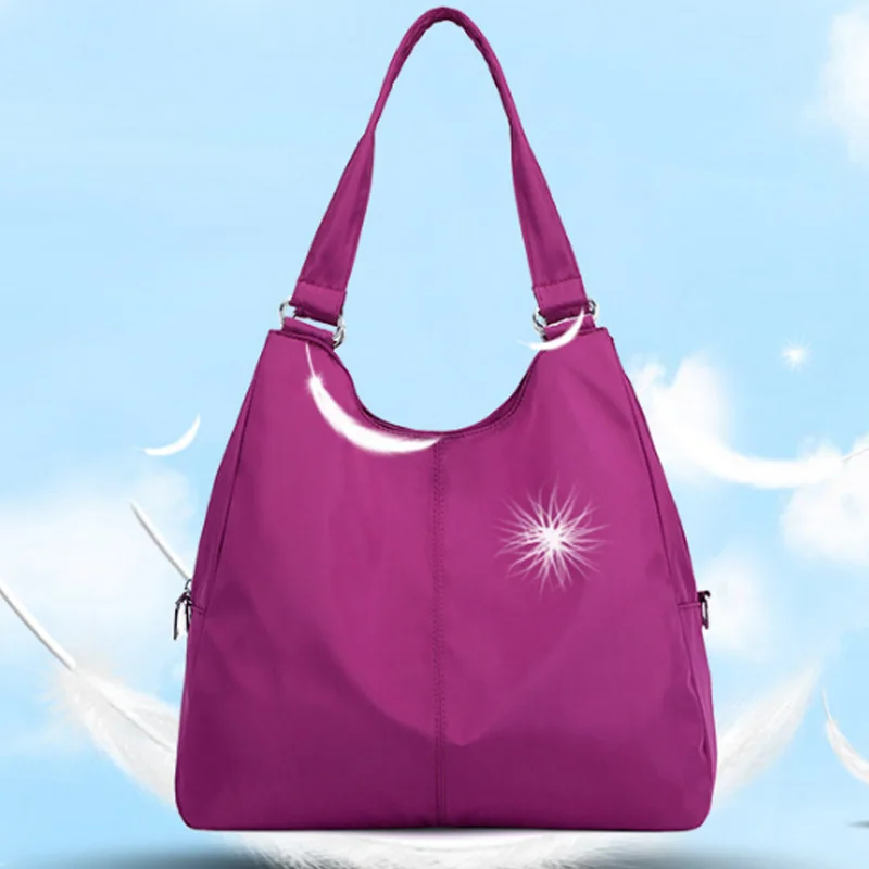 Дамская сумка Повседневная Большая сумка на плечо нейлоновая сумка для мамы сумка для покупок Водонепроницаемая темно-синяя