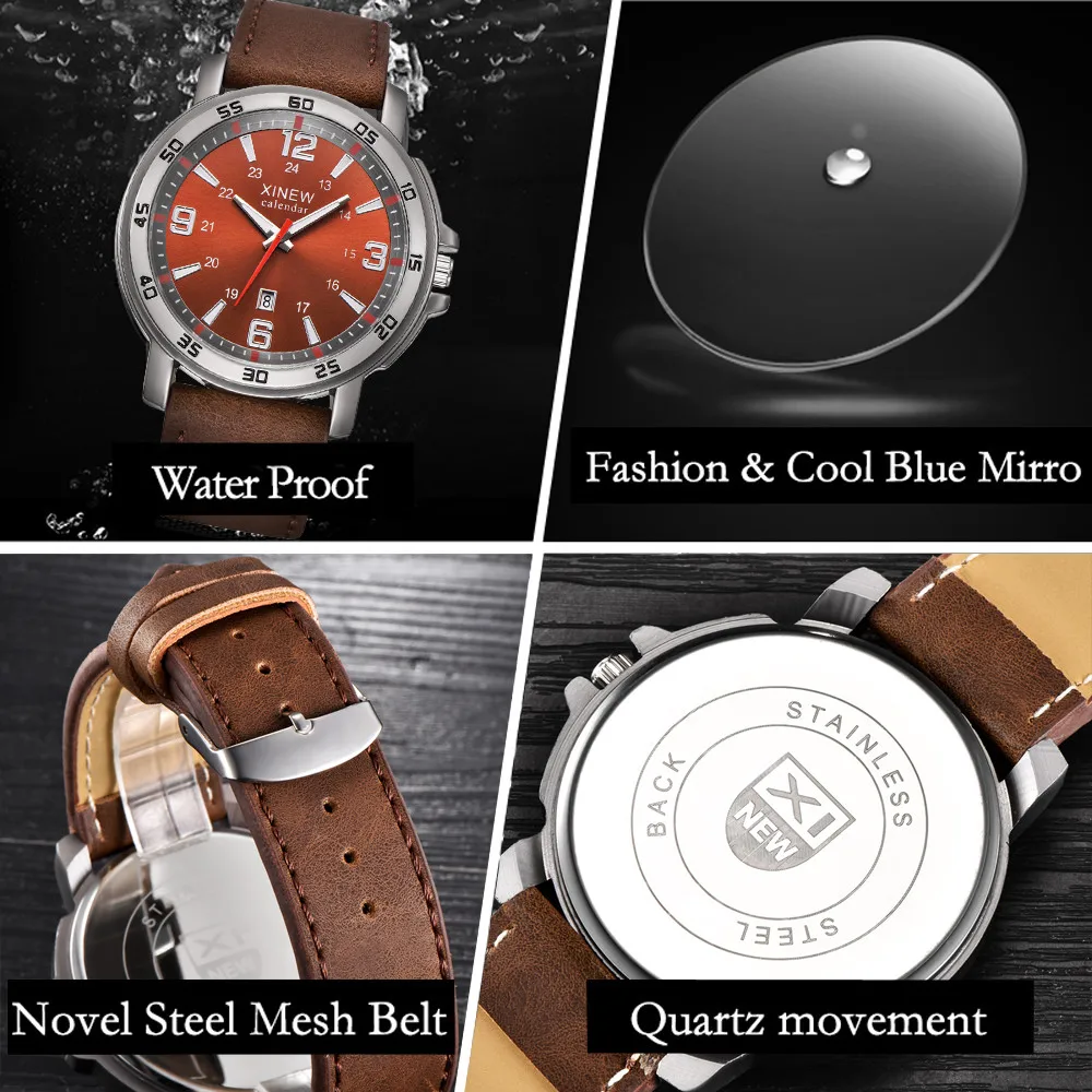 Новинка 2017 мужские часы XINEW Мужские кварцевые с календарем спортивные военные