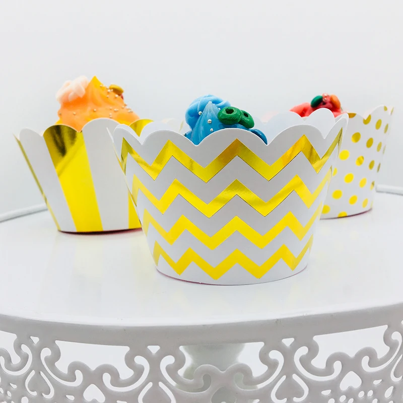 

48pcs Foil Gold Cupcake Cake Wrappers Kids Children Favor Birthday Party Decor Cupcake BabyShower Wedding Party Cake Liners Cups