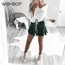 Лето/Осень Новые лоскутные кружевные топы с v-образным вырезом, расклешенные Длинные рукава и галстук с кисточками-Женские топы и рубашки